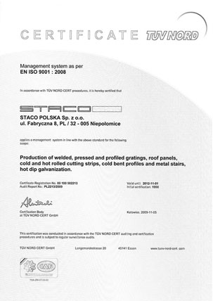 STACO sertifikati o kvalitetu rešetkastih gazišta